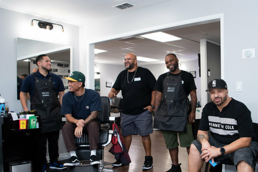 The barber chairs at Self Made Barber Studio